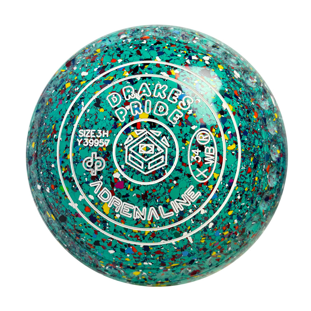 Drakes Pride Adrenaline Lawn Bowls Size 3 Heavy Gripped Mint/Harlequin Y3-9957