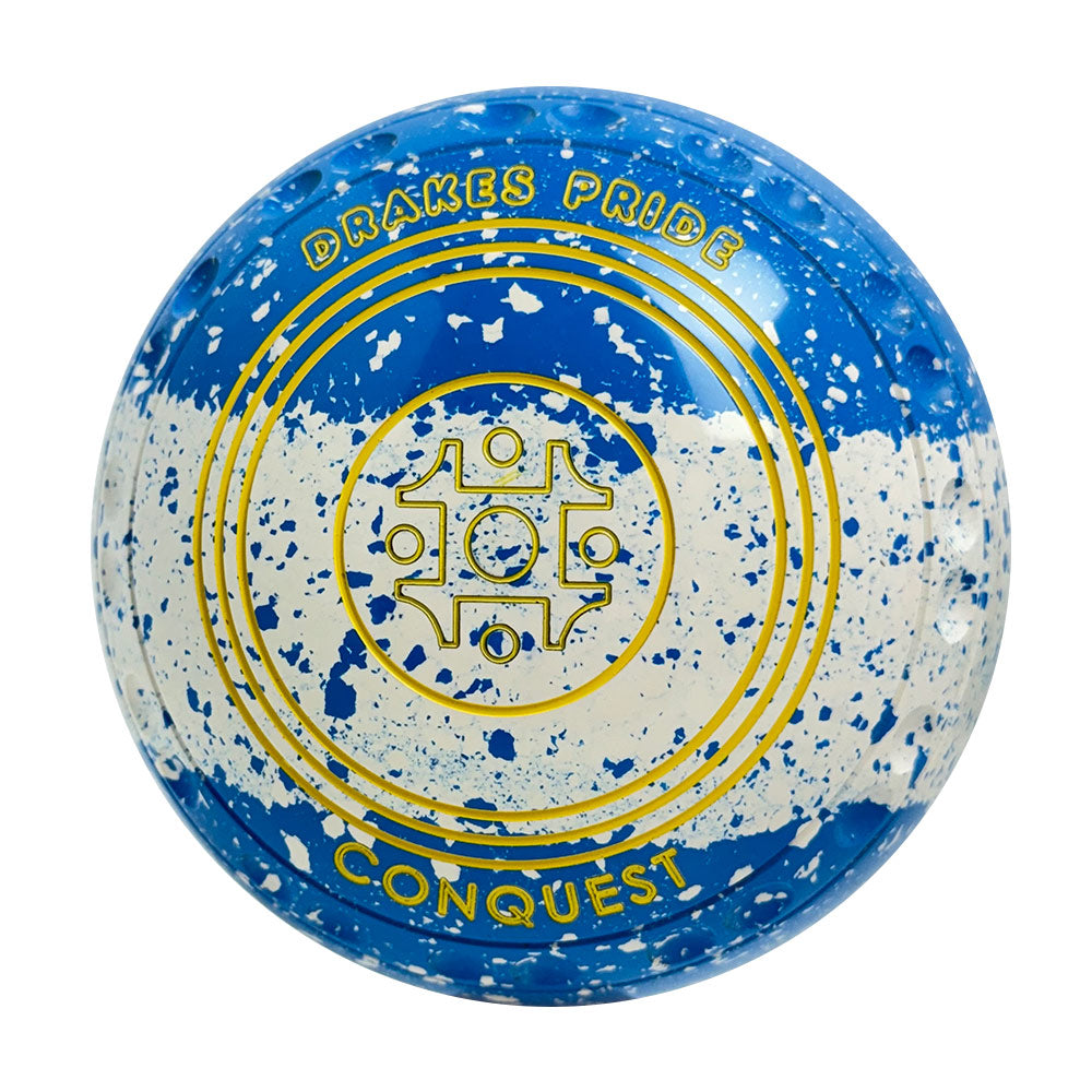 Drakes Pride Conquest Lawn Bowls Size 3 Heavy Gripped Tri-Band Sky Blue White  Y3-9973