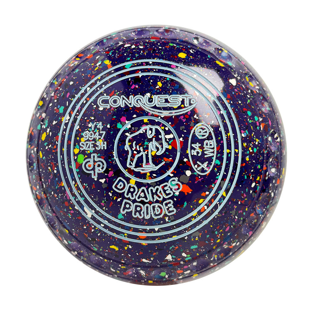 Drakes Pride Conquest Lawn Bowls Size 3 Heavy Gripped Purple Harlequin   Y4-9947