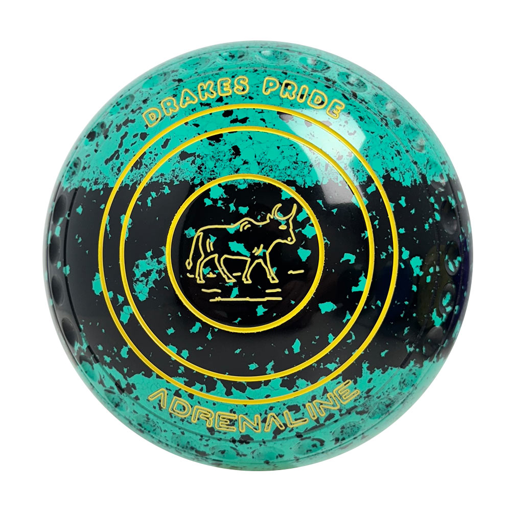 Drakes Pride Adrenaline Lawn Bowls Size 4 Heavy Gripped Tri-Band Mint/Black Y4-9983