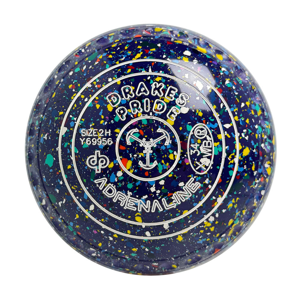 Drakes Pride Adrenaline Lawn Bowls Size 2 Heavy Gripped Purple Harlequin Y6-9956